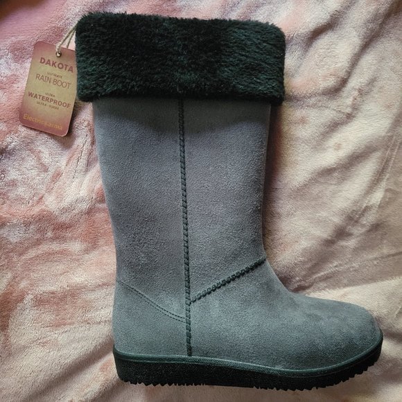 Womens Size 7 Electric Karma Dakota Gray Ultra Suede Plush Lined Rain Boots NWOT - Picture 5 of 11